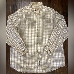 Woolrich Vintage Cotton Flannel Plaid Cream Brown size Large